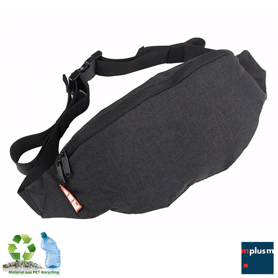 Nachhaltige Gürteltasche bzw. Bauchtasche aus PET Recycling Material. Ab 50 Stück mit logo zu bedrucken.