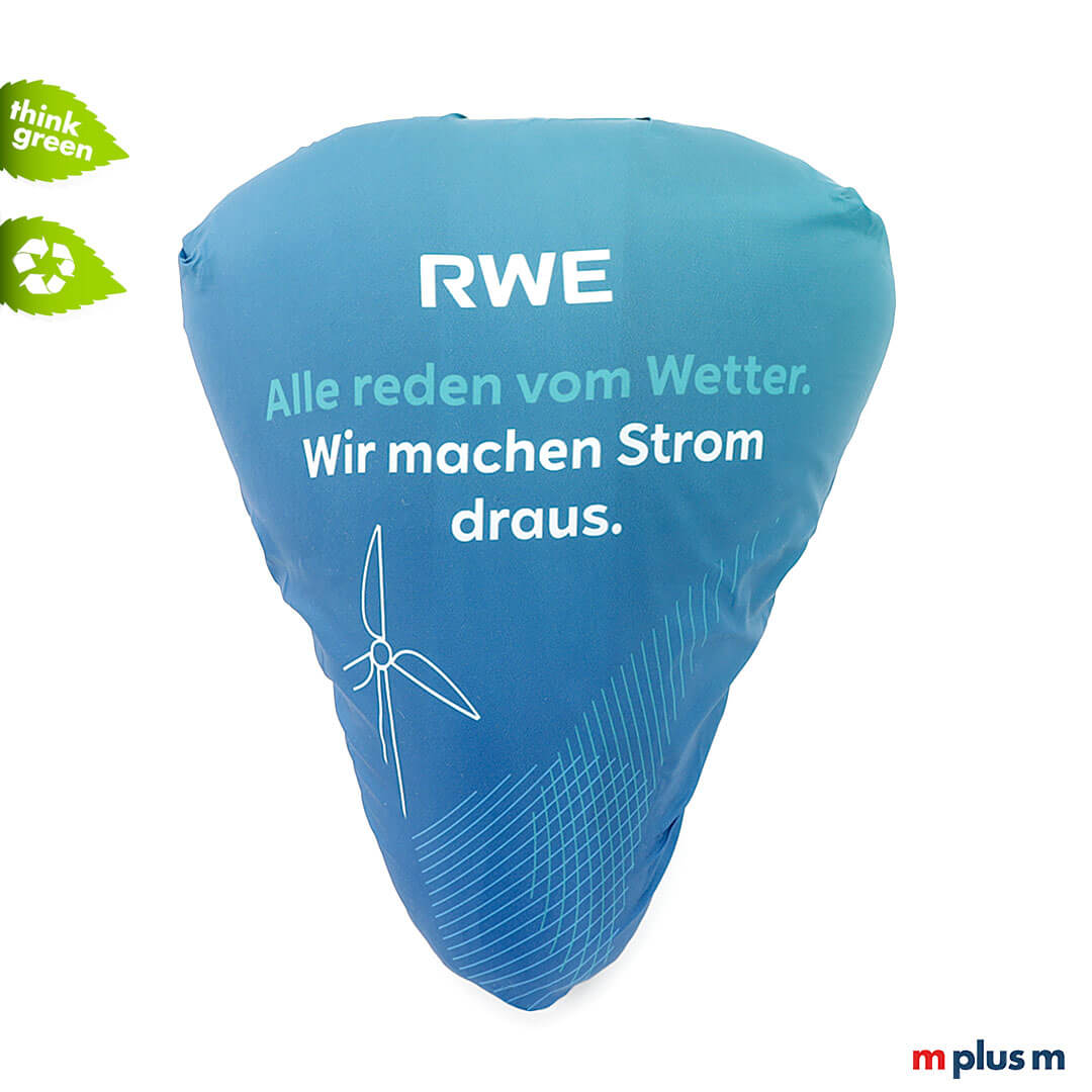 Vollflächig bedruckter Sattelschoner aus rPET ♻️ Recycling Material als preiswerter Werbeartikel