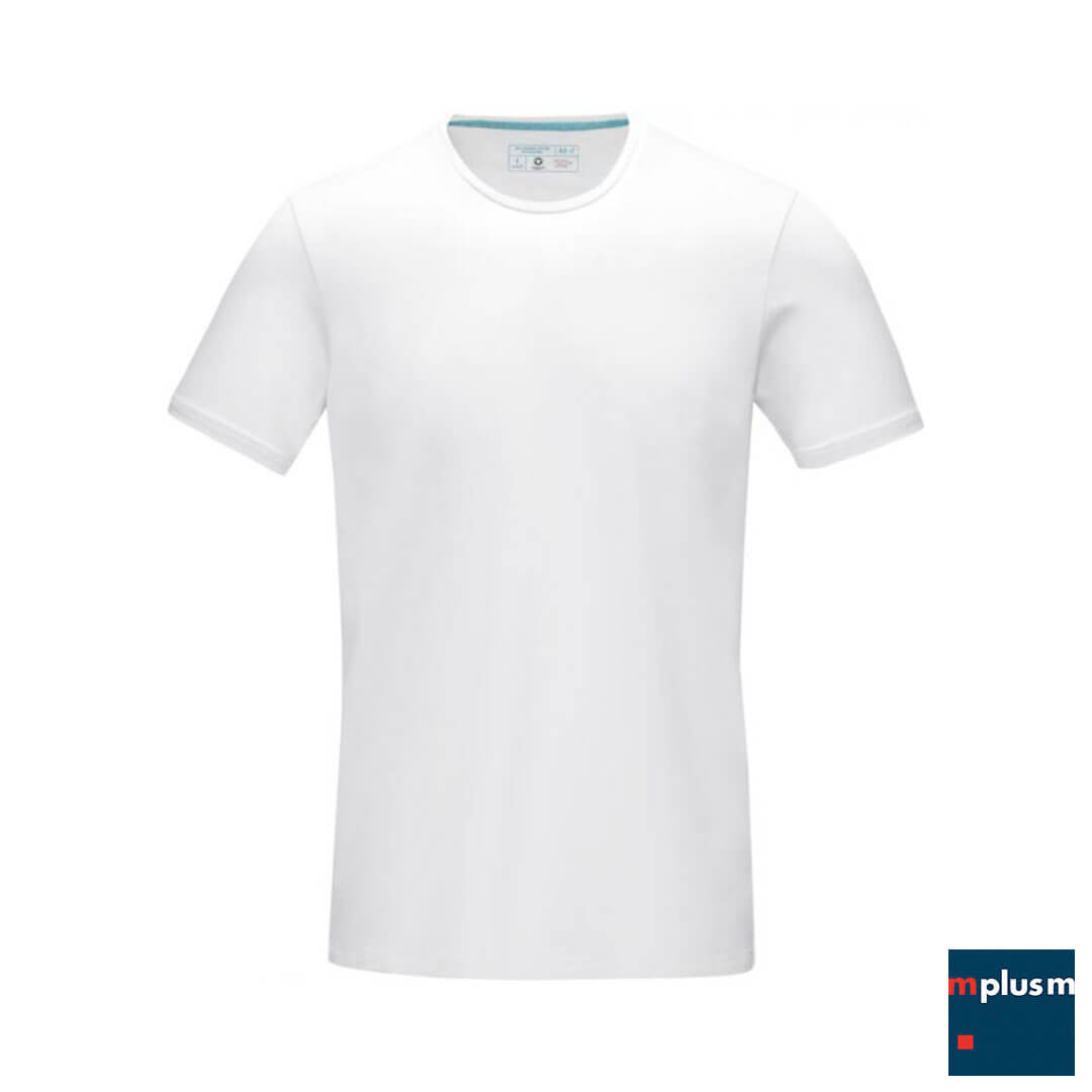 Weißes Herren Öko Tee individuell bedrucken. Als Werbeartikel einsetzbar. 