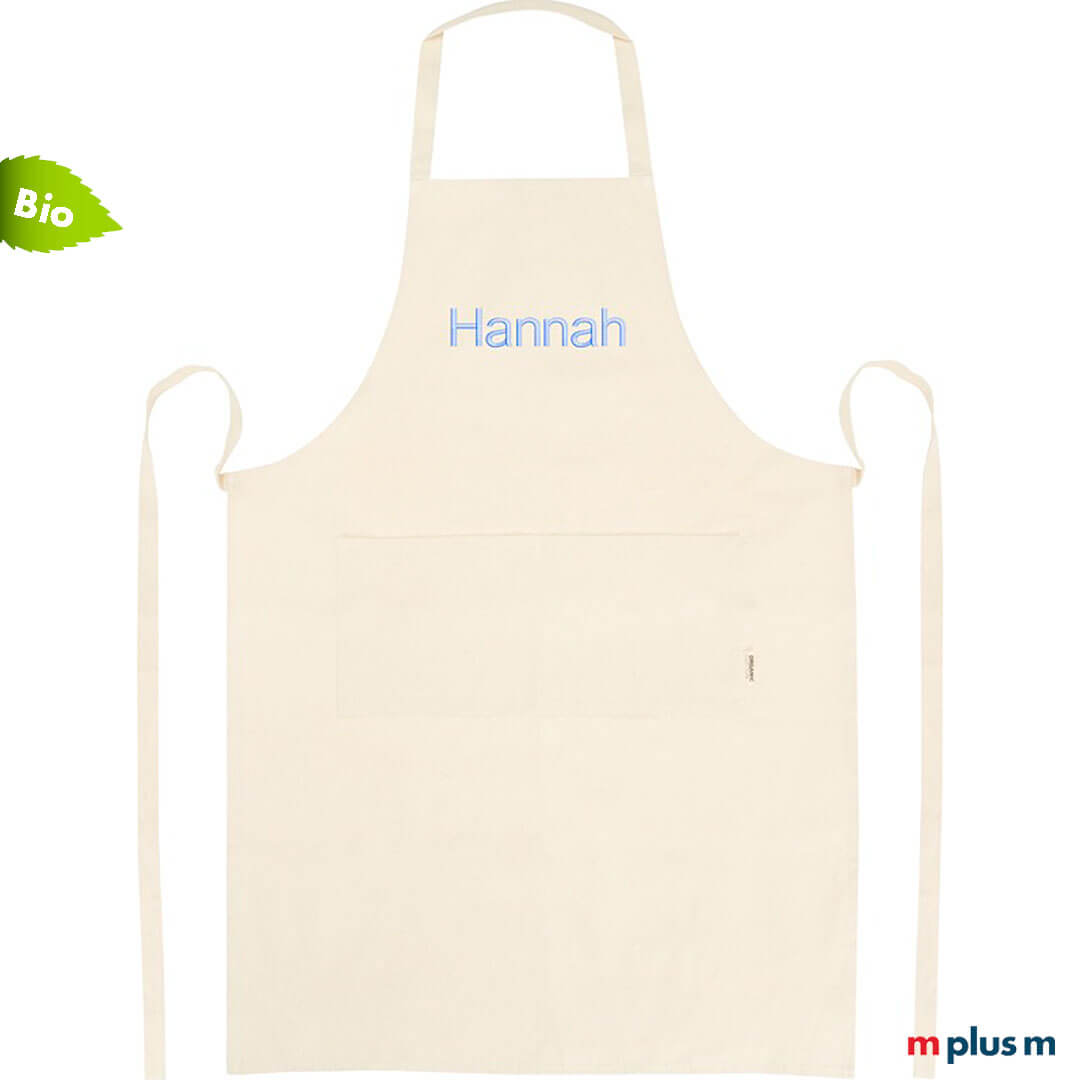 Latzschürze Bocca aus Bio Baumwolle in Farbe Natur mit Namen besticken