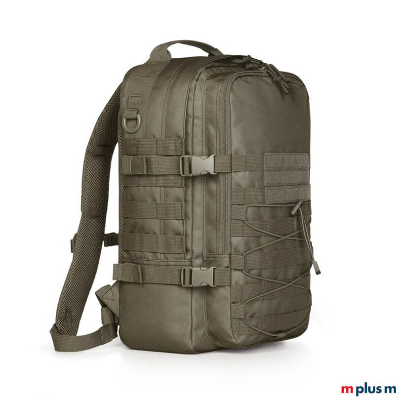 Cooler Laptoprucksack Molle in Oliv Grün mit Logo Druck