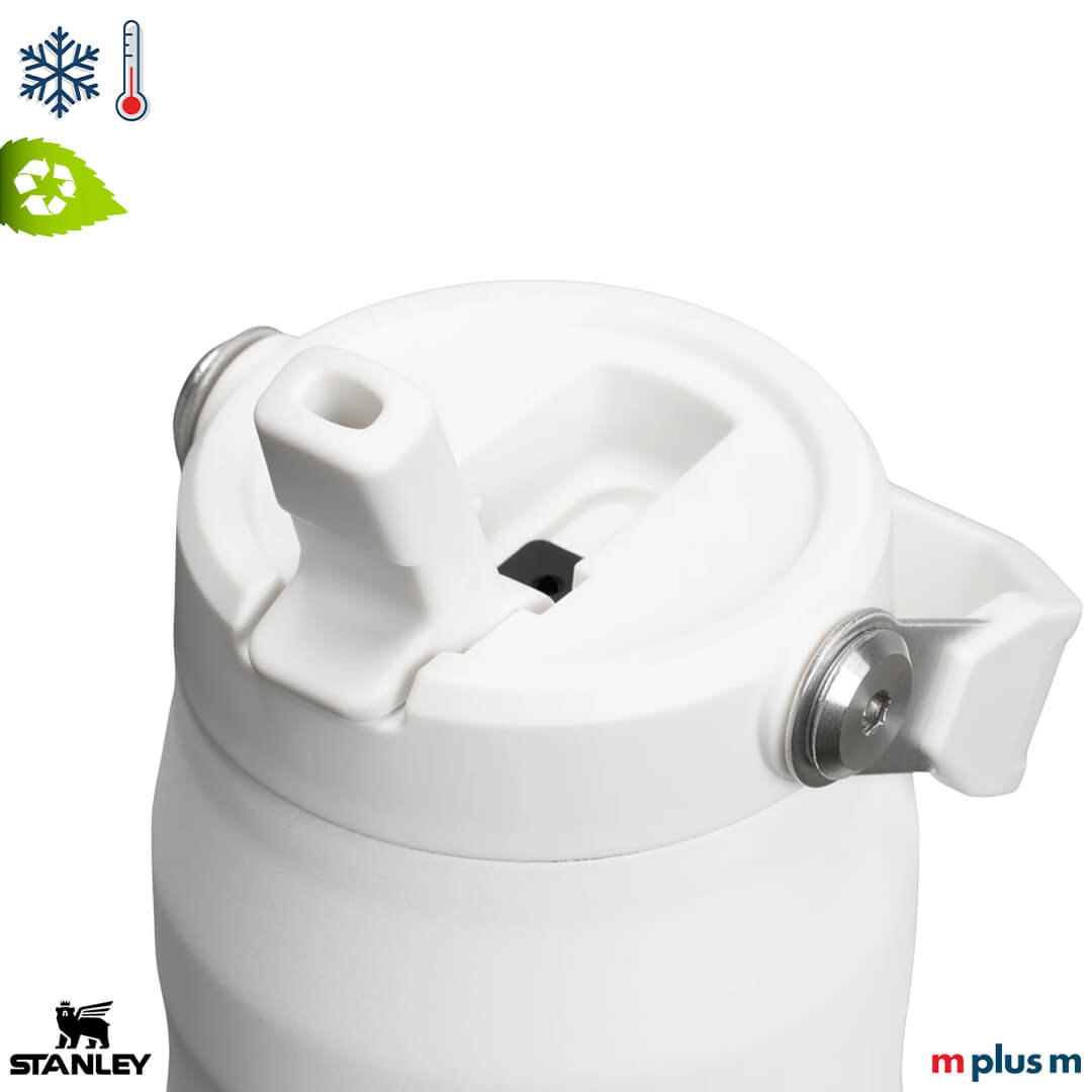 Stanley IceFlow Flip 2.0 Thermosflasche in Weiß aus recyceltem Edelstahl mit Logo