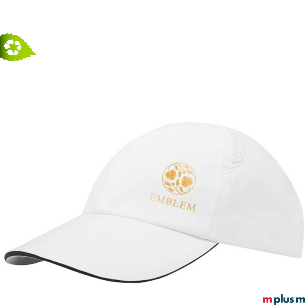 Weiße Kappe bedruckt mit Motiv als nachhaltiges Giveaway
