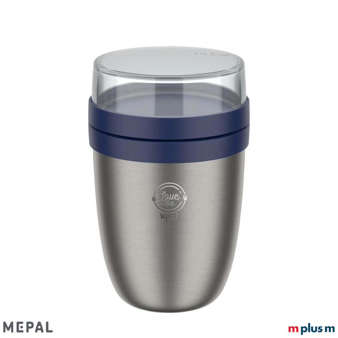 Mepal Thermo Lunchpot Ellipse 500 ml in auffälligem Vivid Blue – ideal für Joghurt, Suppe oder Salat mit separatem Topping-Fach