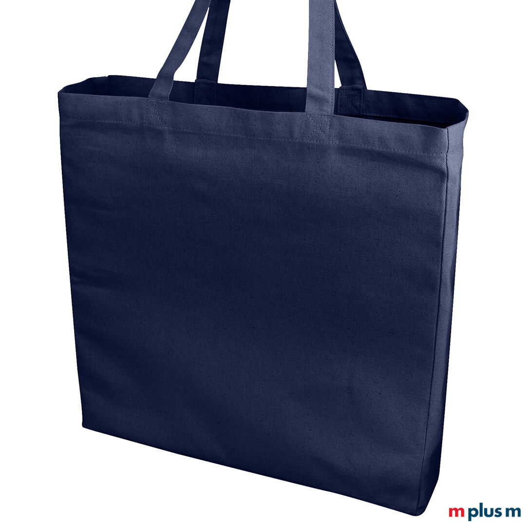 Nachhaltige Stofftasche in Dunkelblau aus OEKO-TEX Material – personalisierbar mit Logo, ideal als Werbegeschenk, ab 50 Stück bestellbar