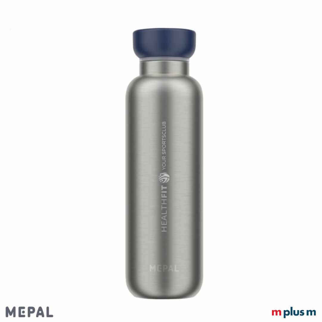 Blaue Mepal Thermoflasche Ellipse 500ml hält Getränke 12 Stunden warm und ist mit Logodruck veredelbar