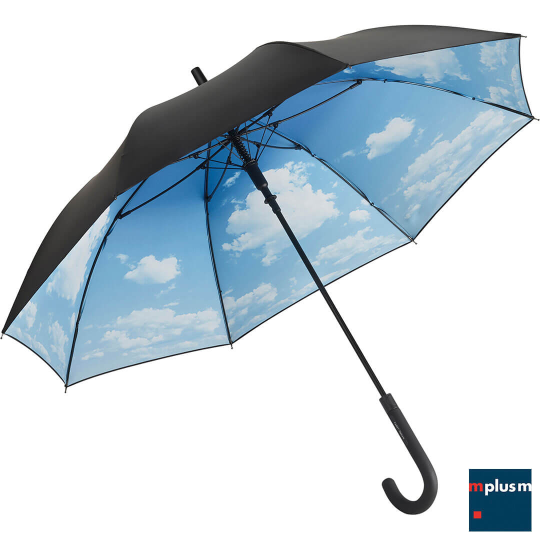 Wolkenmotiv im Automatik Stockschirm Nature von FARE. Als Werbegeschenk mit Logo zu bedrucken.