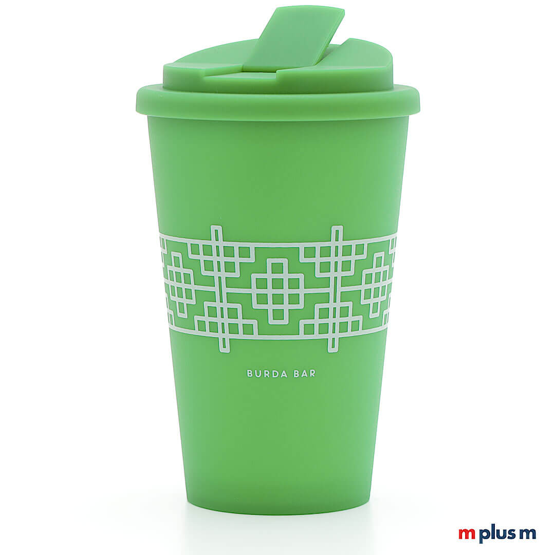 Grüner Classic Coffee Shop Thermobecher (350 ml) aus Europa, doppelwandig isoliert und spülmaschinengeeignet, nachhaltiger Becher mit Logo bedrucken