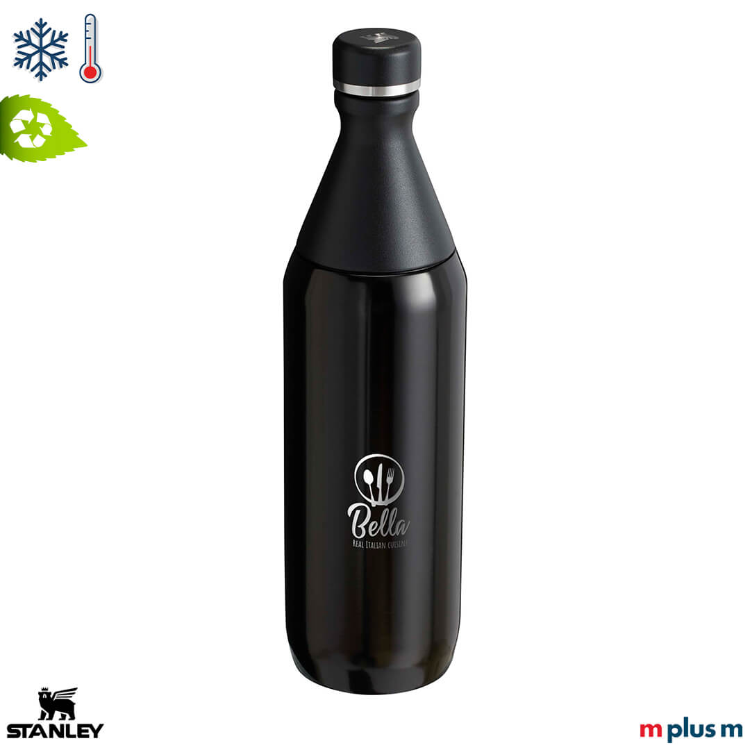 Schwarze Stanley Thermosflasche 600ml aus Edelstahl – ideal für Werbedruck mit Expresslieferung