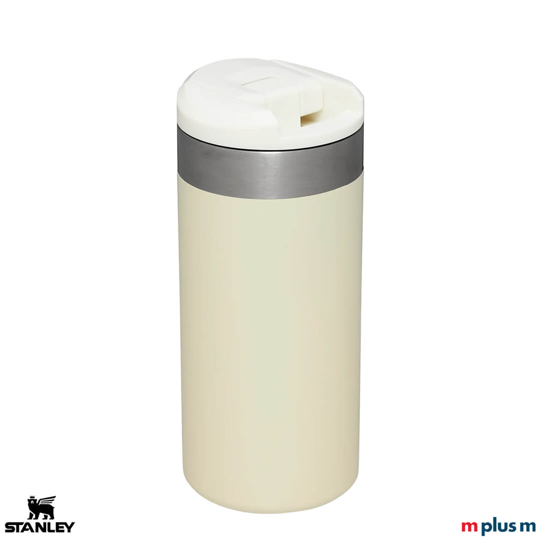 Cremefarbener Stanley Aerolight Transit 350 ml Thermobecher aus Edelstahl, vakuumisoliert, BPA-frei und spülmaschinenfest, hochwertig mit Logo bedrucken