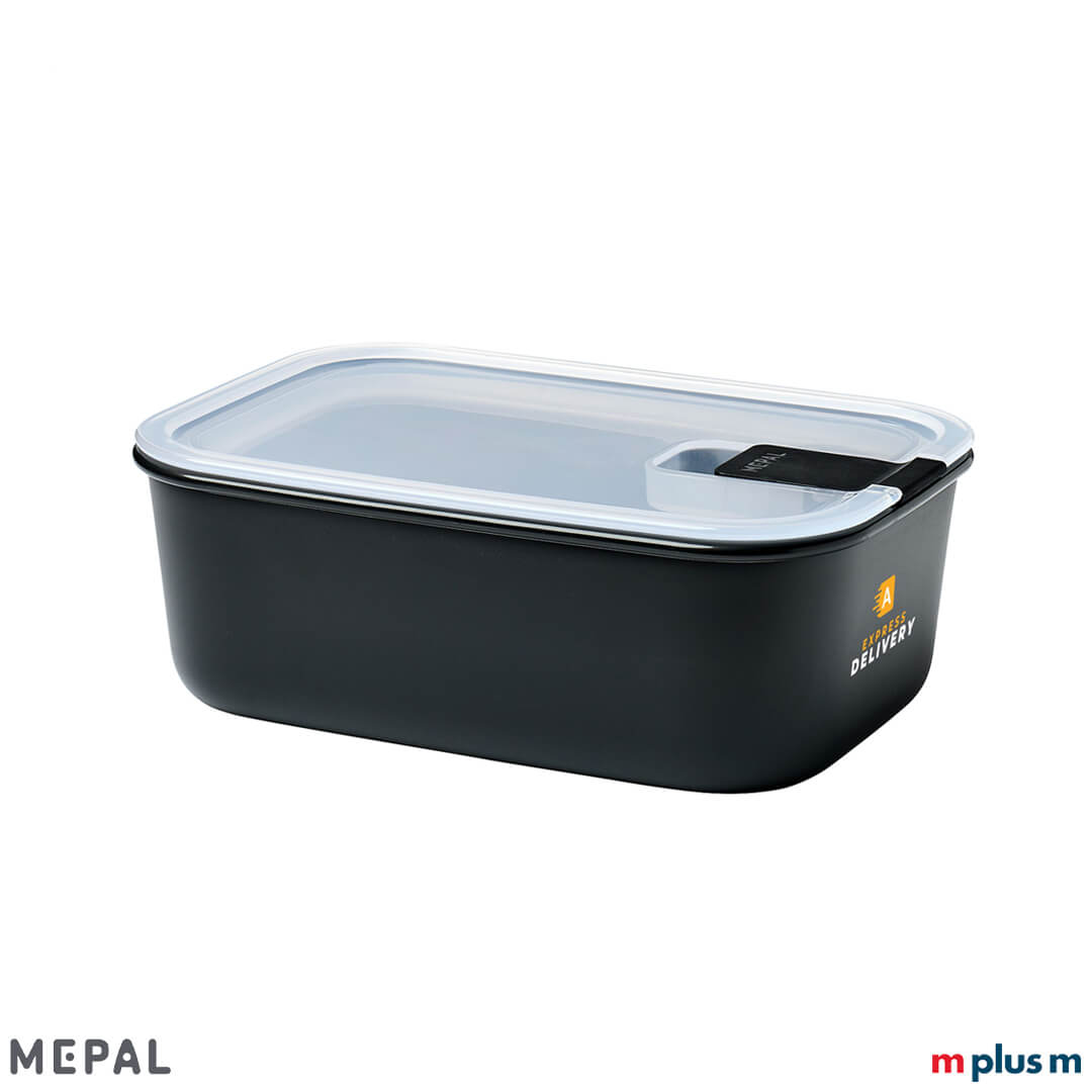 Mepal Easy Clip Frischhaltedose in der Farbe Schwarz/Nordic Black mit Logo bedruckt