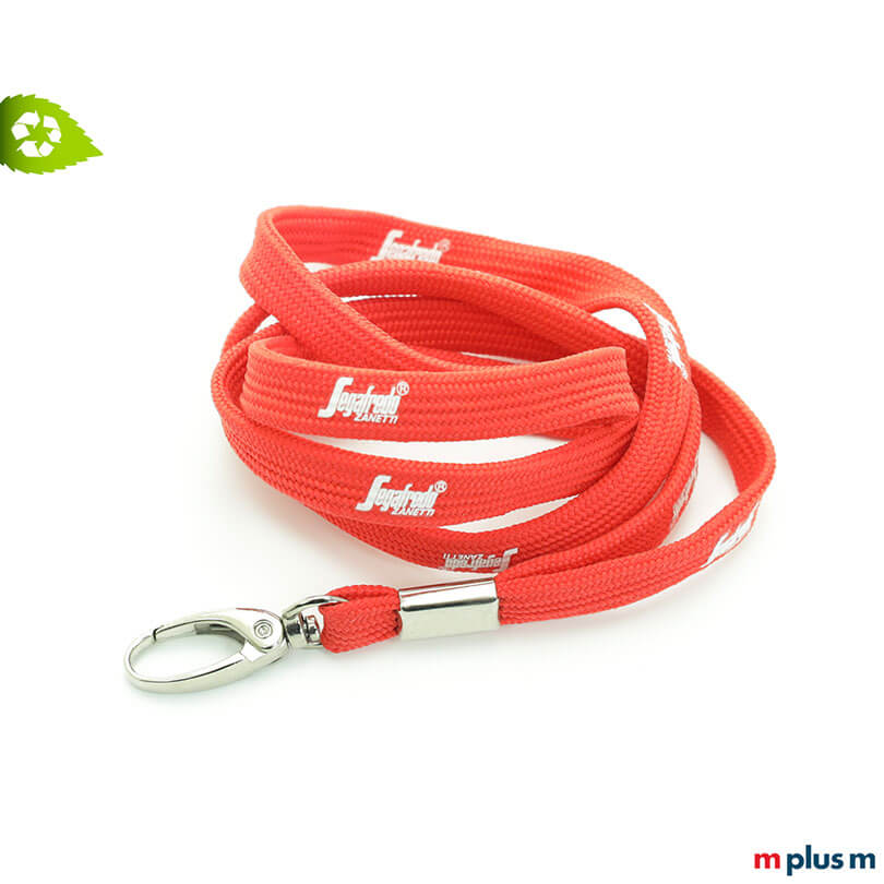Rotes Flexi Loop Schlauchband Lanyard mit Logo bedrucken