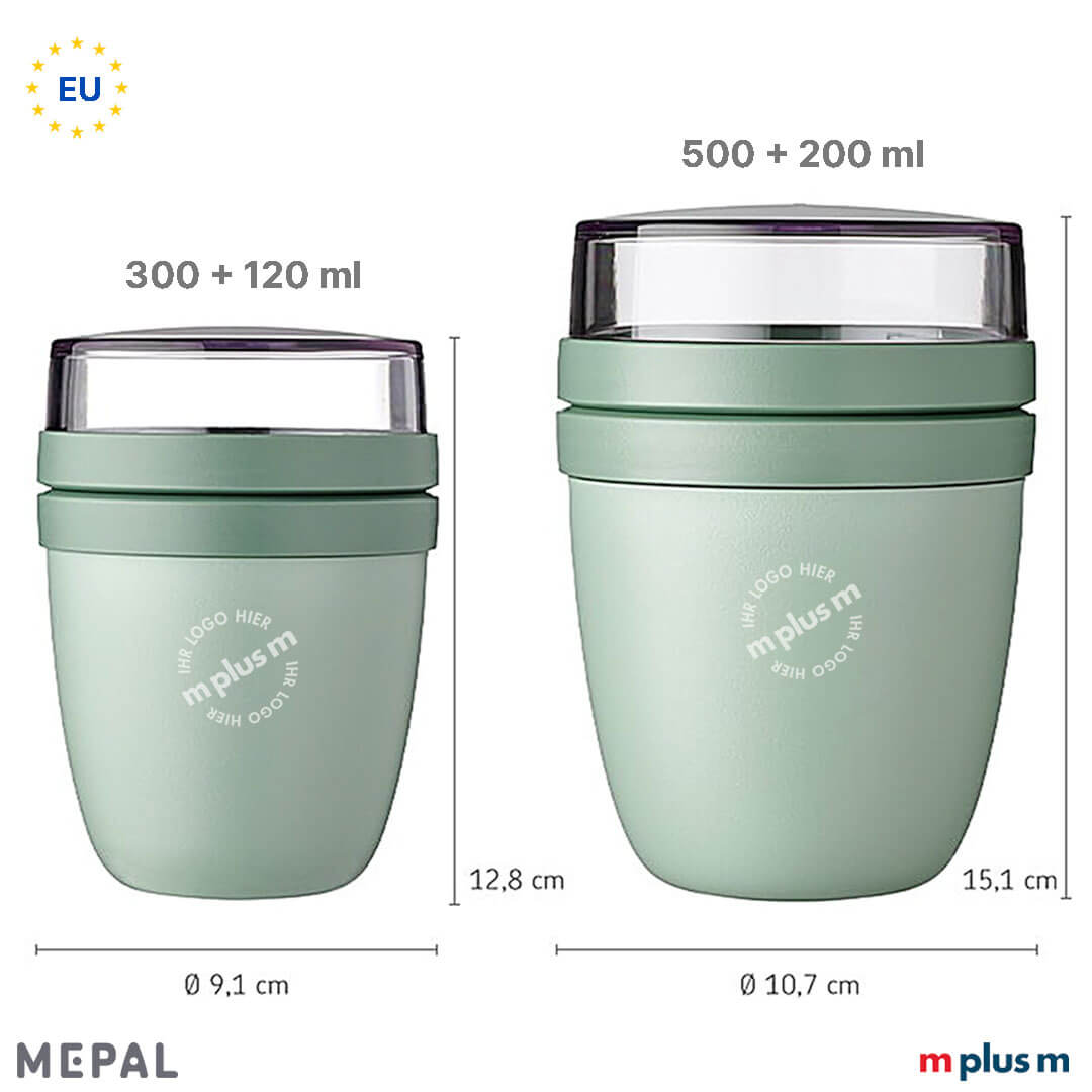 Größenvergleich Mepal Müslibecher mit Logo bedrucken
