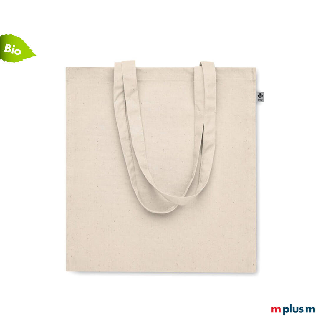 Bedruckbarer Bio Baumwollstoffbeutel in Naturfarbe ab 100 Stück mit Logo