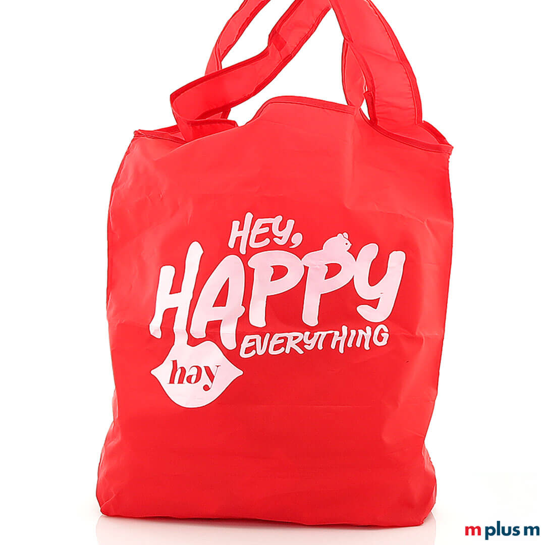 Recycling Falt-Shopper in Farbe Rot mit 1c Logo Druck