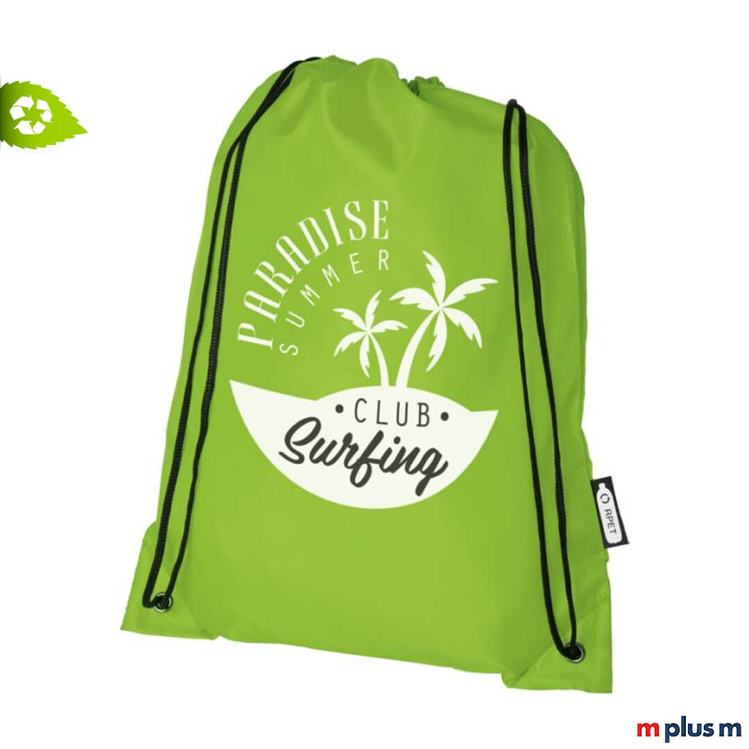 Nachhaltige Lime Schwimmtasche aus recycling PET Stoff bedrucken mit Logo bedruckt zum verschenken