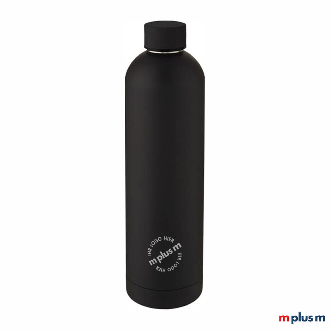 Schwarze Isolierflasche Simplon 1.000 ml mit Logo bedrucken