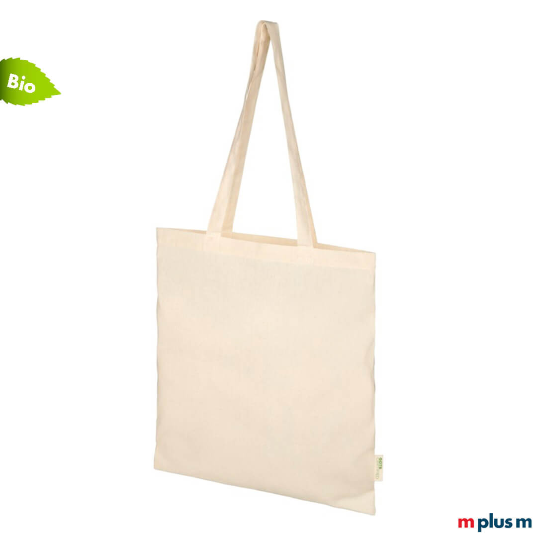 Nachhaltige Lotta 100 Bio-Baumwolltasche, naturfarben, 51 g, mit Logodruck