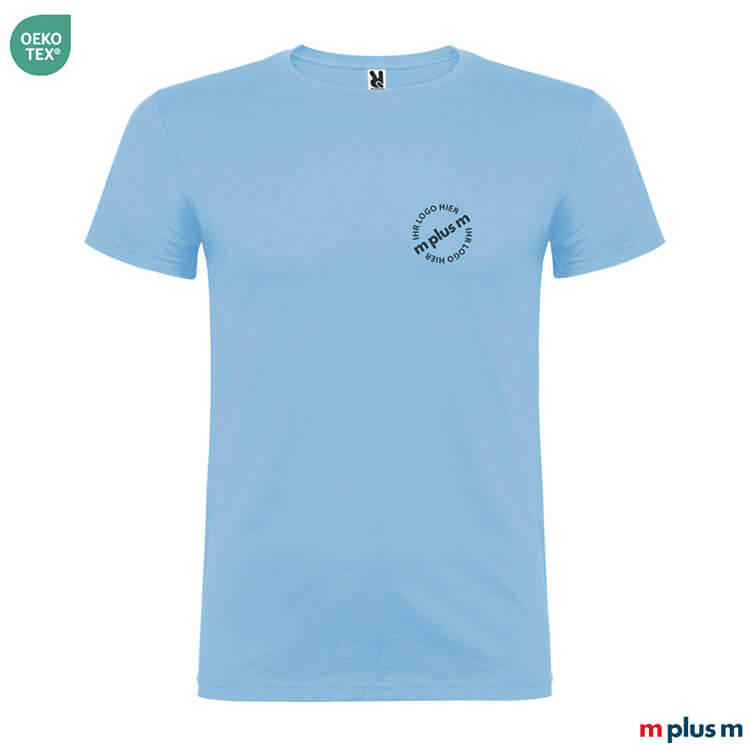 Hellblaues Roly T-Shirt mit OEKO-TEX® Siegel – perfekt für Logodruck, EXPRESS Versand möglich
