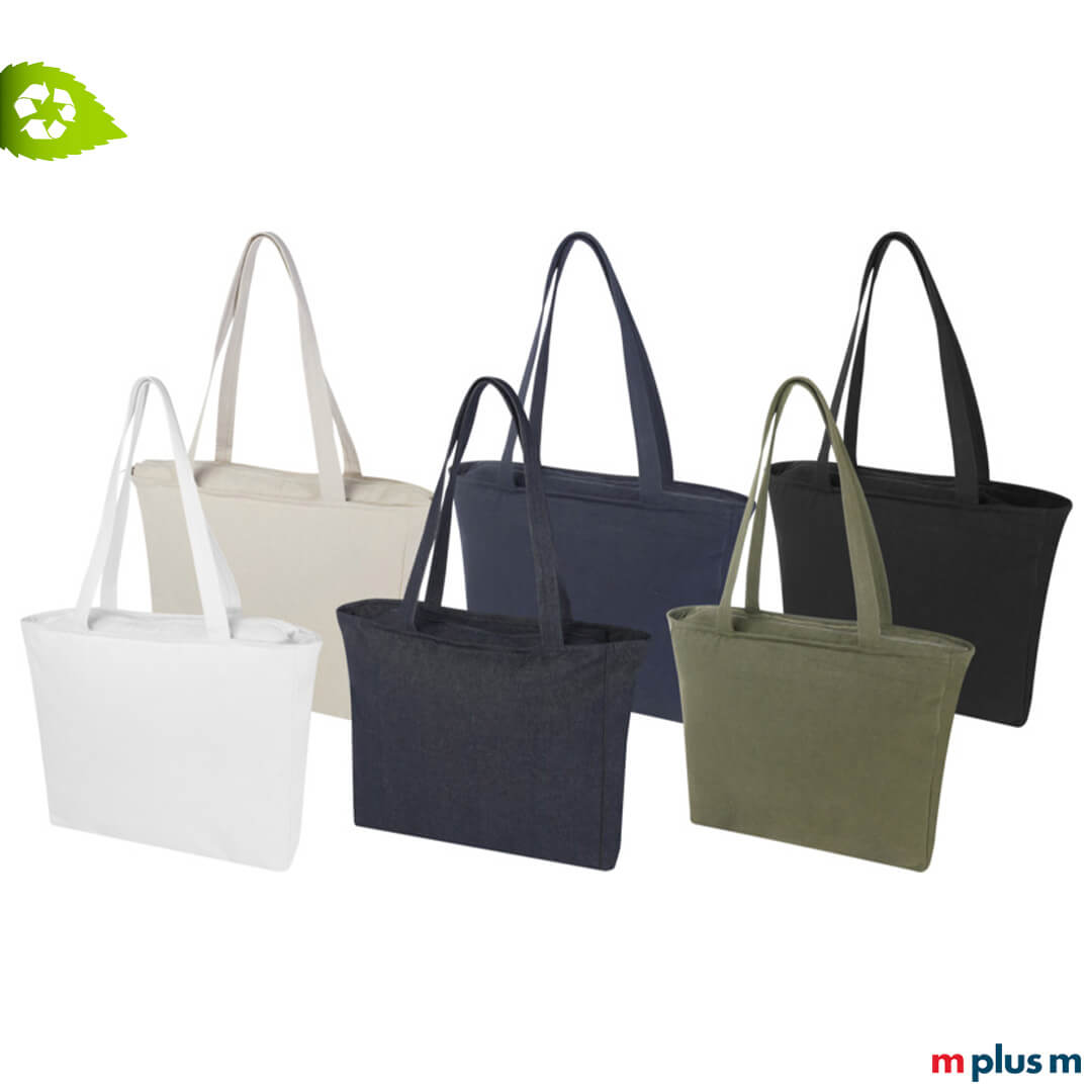 Farben für die nachhaltige Werbeartikel Recycling ♻️ Stofftasche mit Reißverschluß