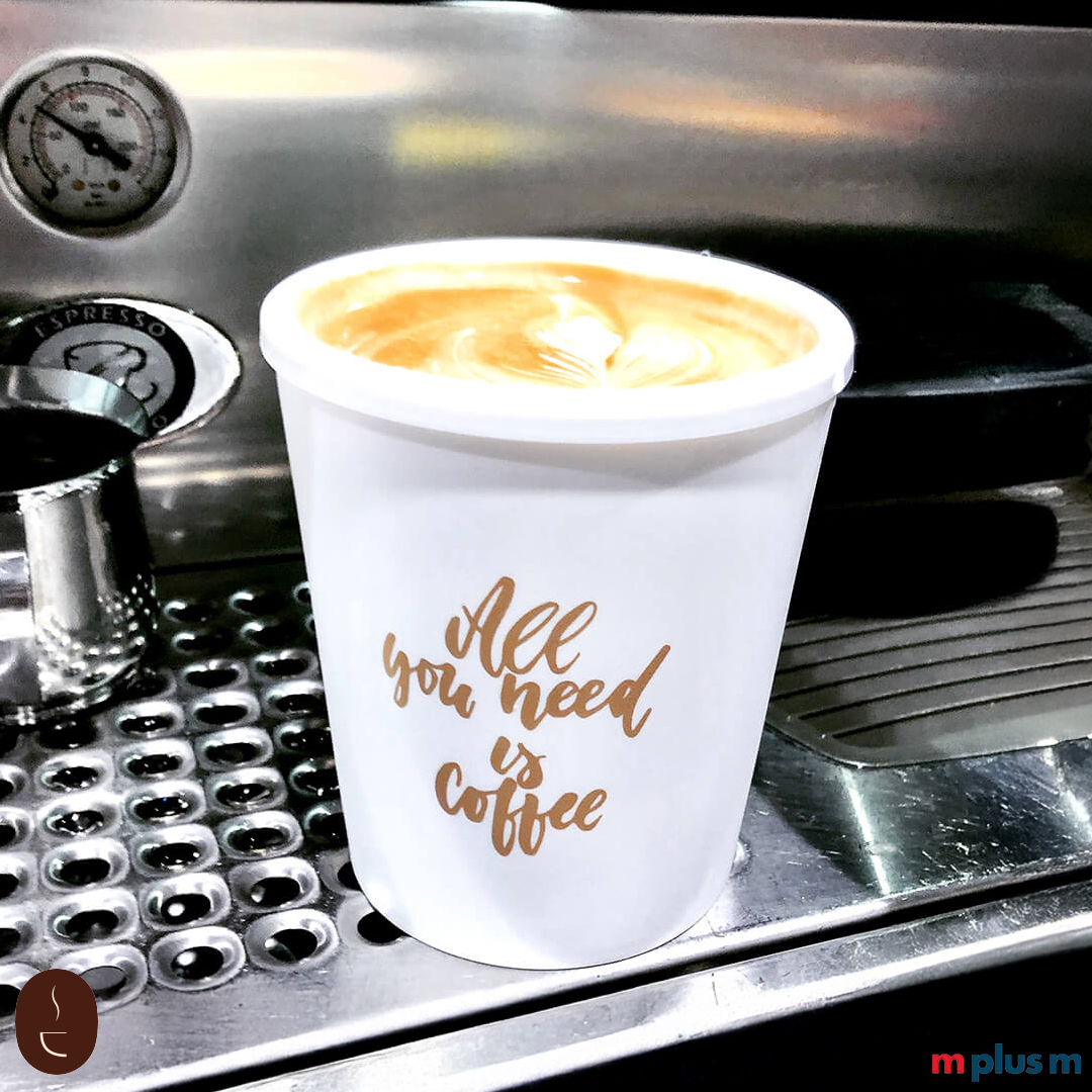 Early Bird Thermobecher weiß aus BPA-freiem PP, stabil und bruchfest, praktischer Werbebecher mit Logo Druck personalisiert