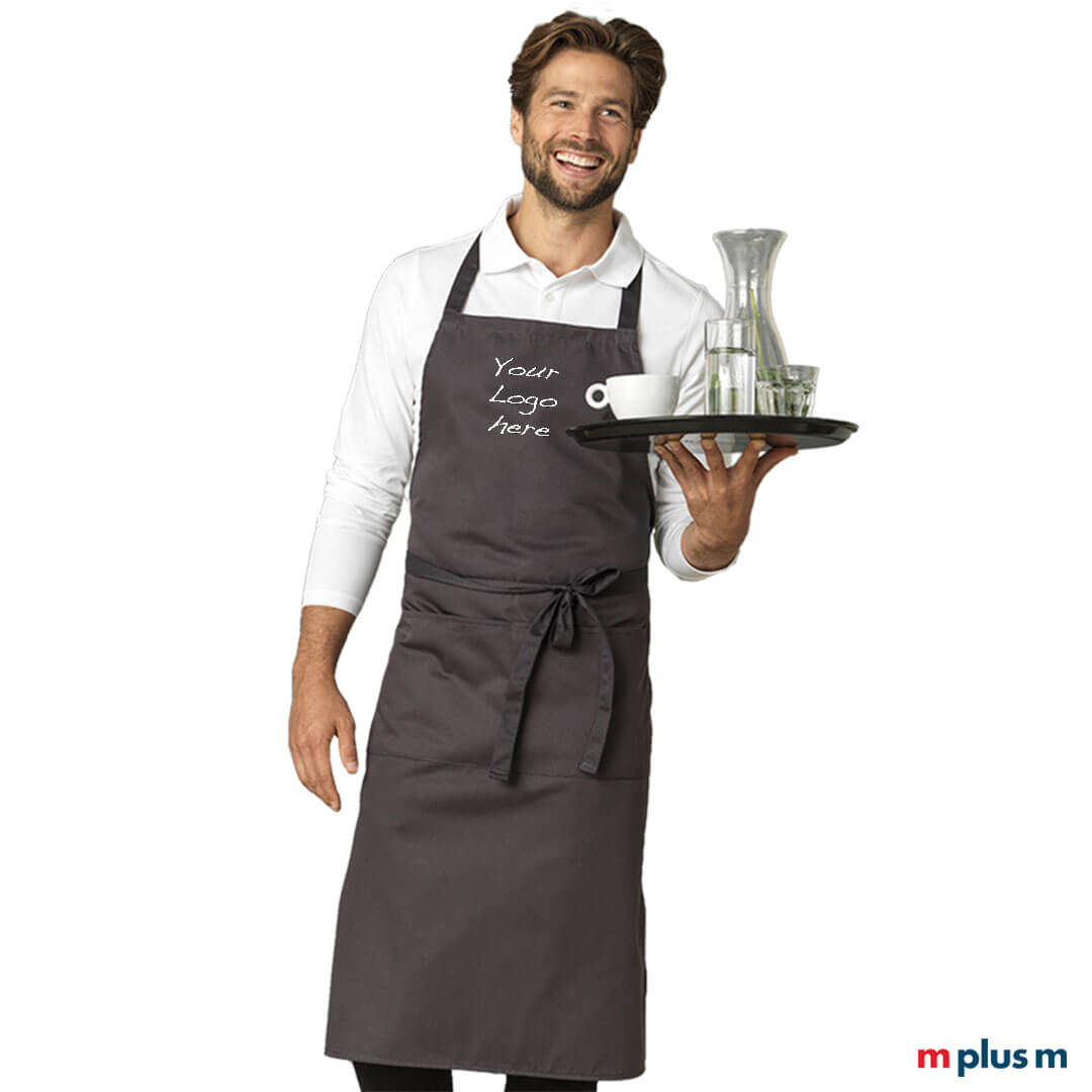 Preiswerte Latzschürze 'Victor' aus Baumwolle mit Logo bedrucken