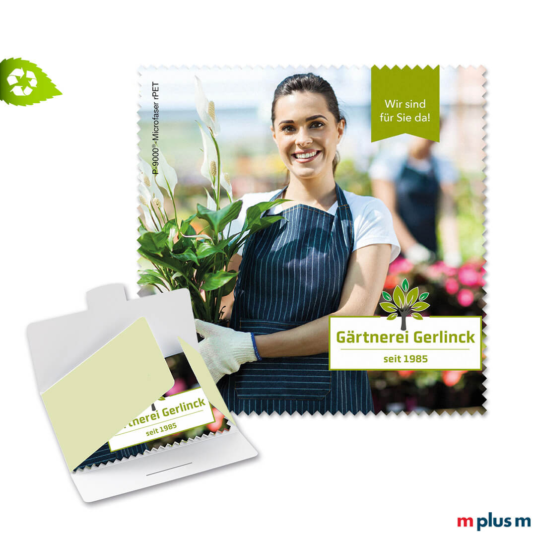 'Recycling Microfaser Tuch 20 x 20 cm' im Karton-Etui