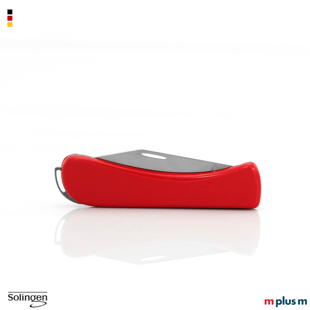 Auch mit Ringöse lieferbar: Das Solinger Taschenmesser mit glänzend roten Schalen