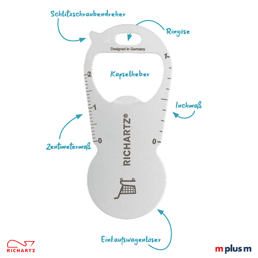 duo Einkaufswagenlöser aus Edelstahl mit vielen praktischen Funktionen als Werbeartikel
