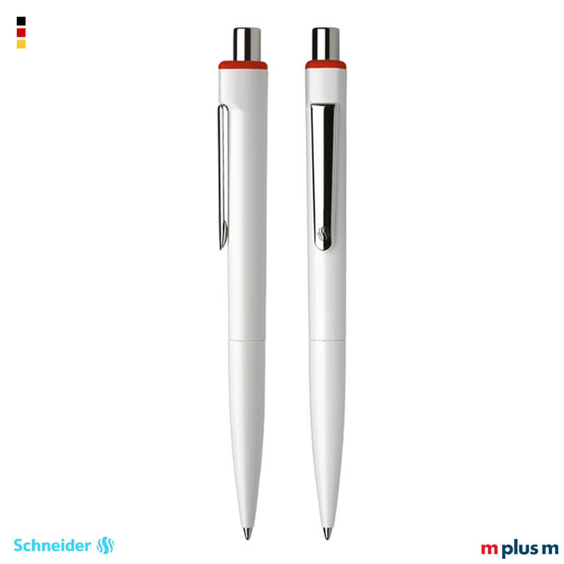 Schneider Kugelschreiber K1 in weiß/rot Logo bedrucken