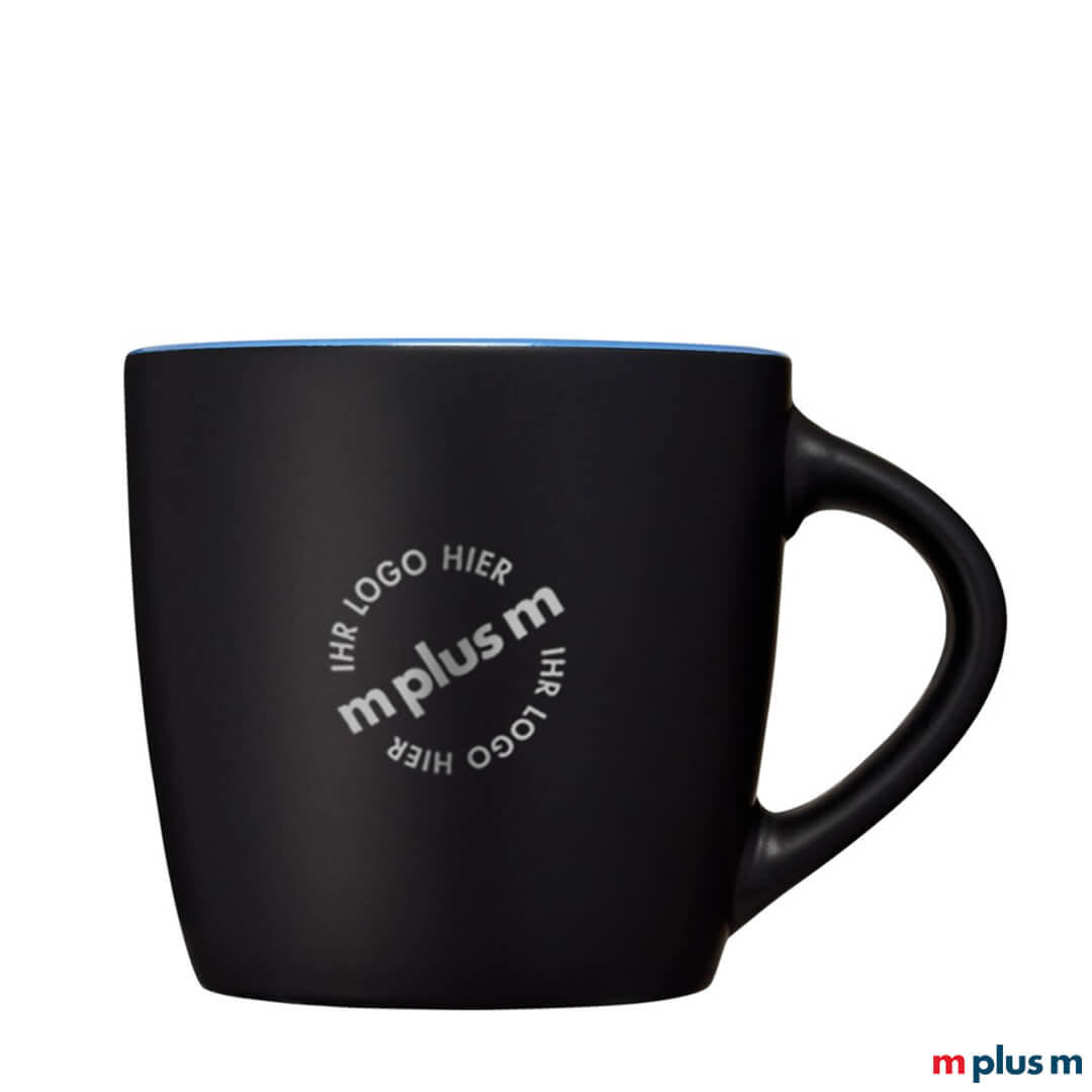 Schwarze Tasse mit Logo-Druck