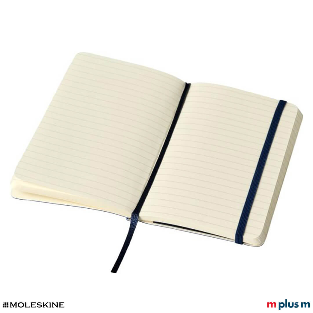 Moleskine Classic Softcover Taschenformat mit Beispieldruck aufgeklappt liniert