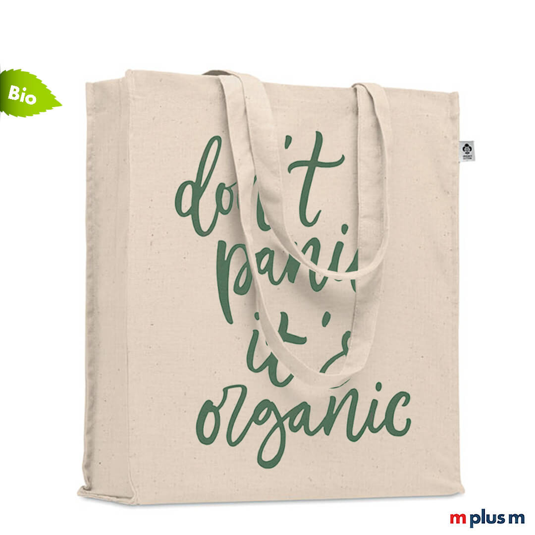 Schöne große Stofftasche 'Sander 220' aus Bio Baumwolle als Werbeartikel mit Logo oder Motiv bedrucken