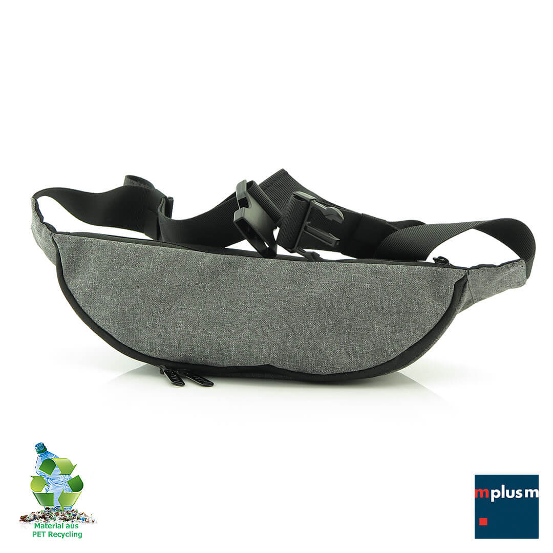 Schöne und praktische Bauchtasche aus recycleten PET-Flaschen. Nachhaltiger Werbeartikel.