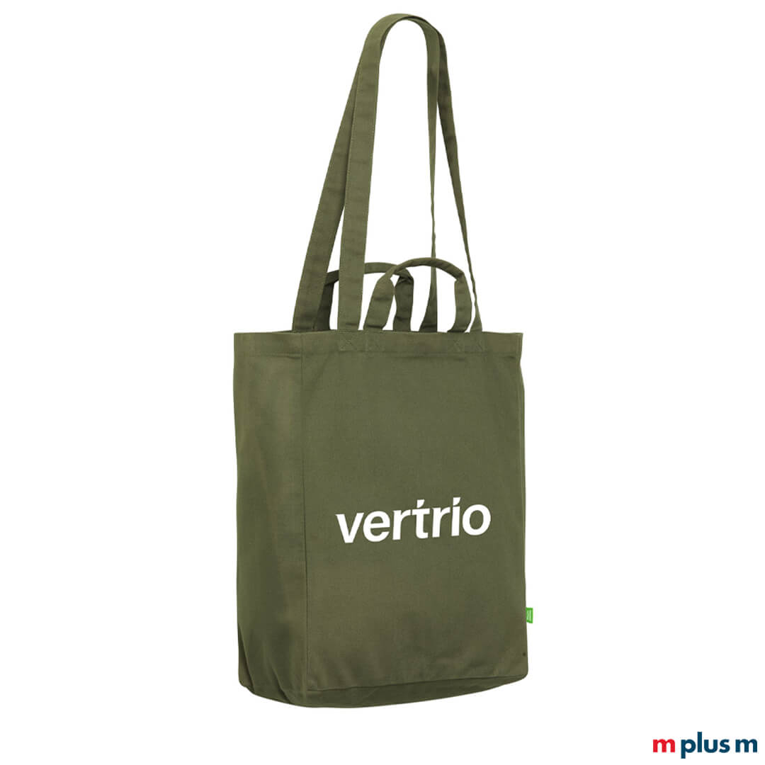 Umhängetasche grün aus Organic Cotton bedrucken mit Logo als Werbeartikel