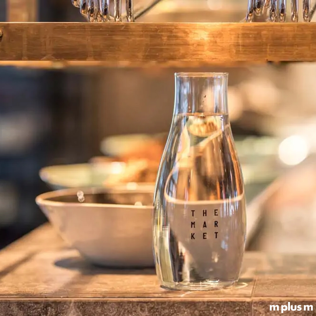 Retap Glas Karaffe mit Beispieldruck für Logo Druck