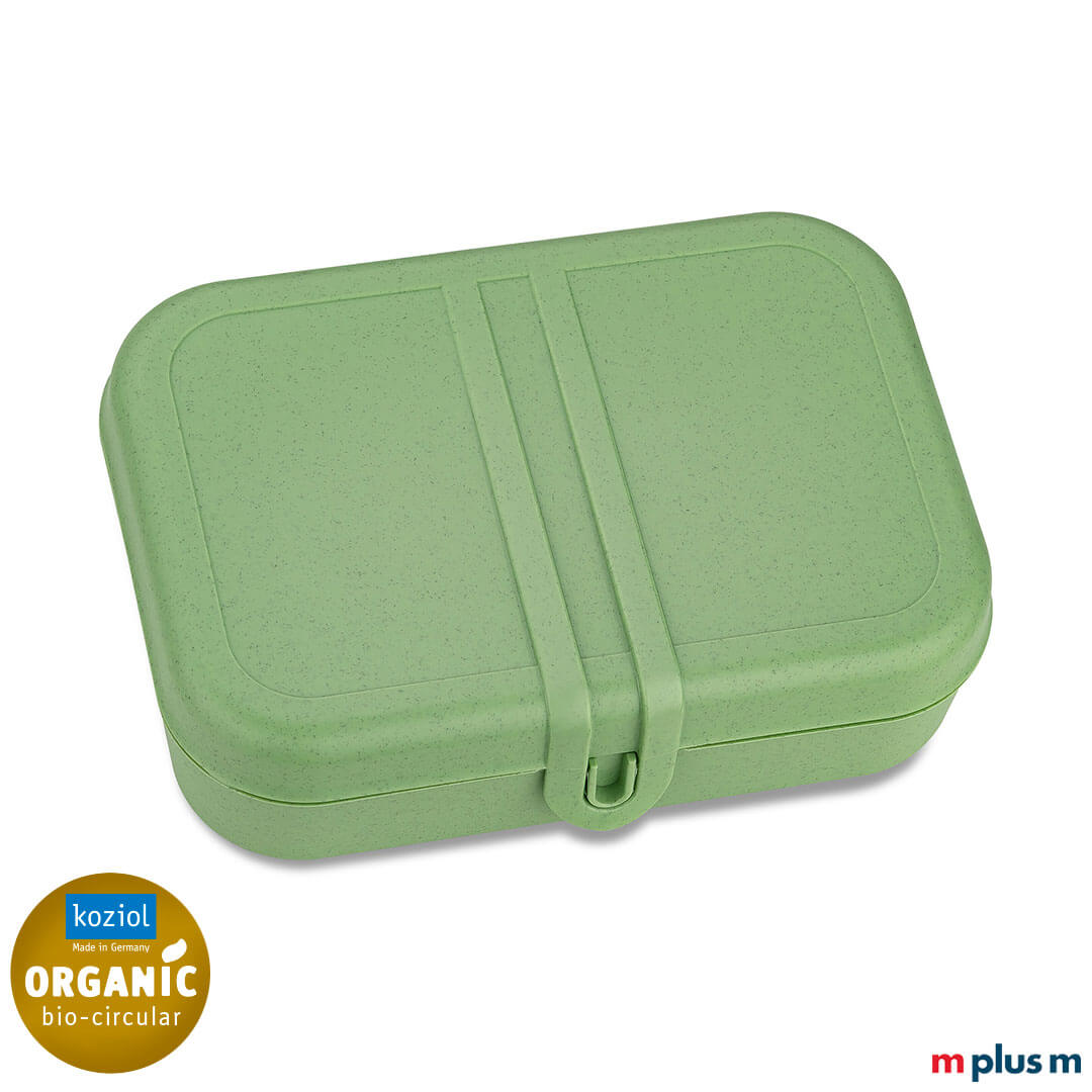 Grüne 'Pascal L' Lunchbox von Koziol, recycelbar und schadstofffrei, mit Logo-Druck