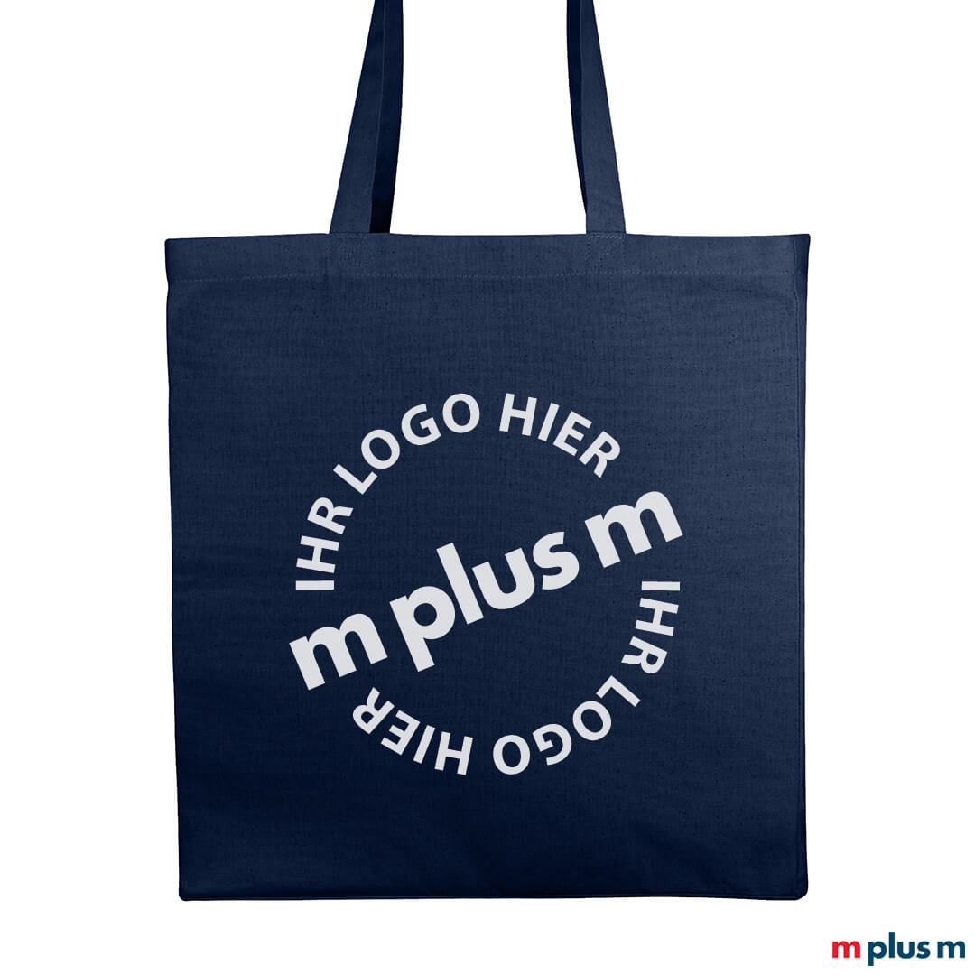 OEKO-TEX zertifizierte Stofftasche in Dunkelblau individuell mit Logo bedrucken – schon ab 50 Stück, auch mit Express Lieferung