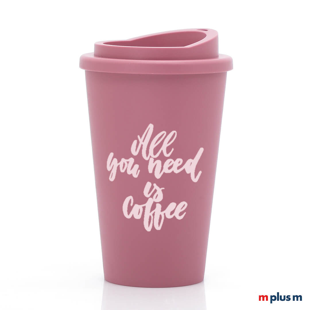 Thermobecher Nature Coffee Shop Rosa mit 350 ml Inhalt, BPA-frei, recycelbar und mikrowellengeeignet aus europäischer Produktion