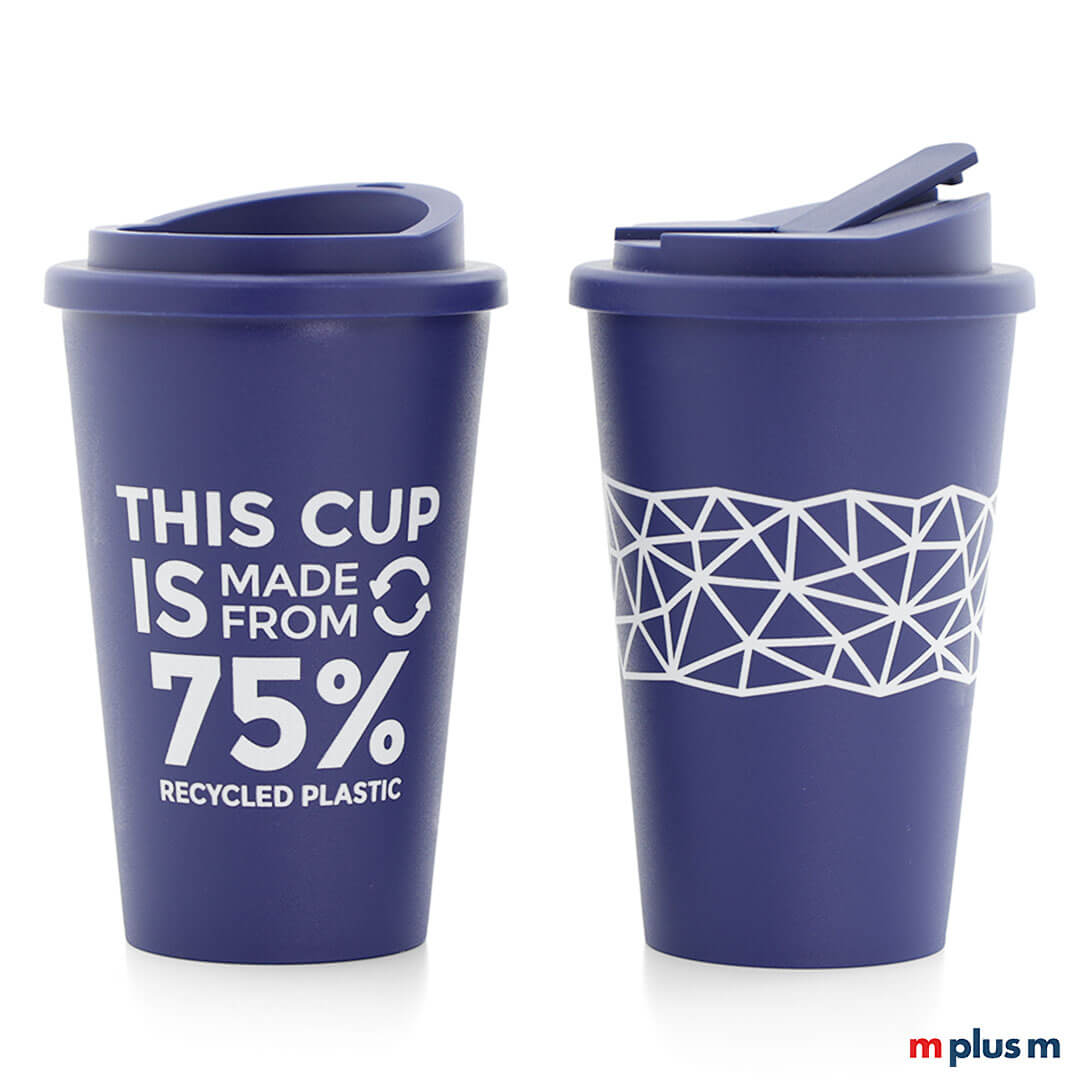 Coffee To Go Thermobecher mit 75% Recycling ♻️ Anteil in Dunkelblau