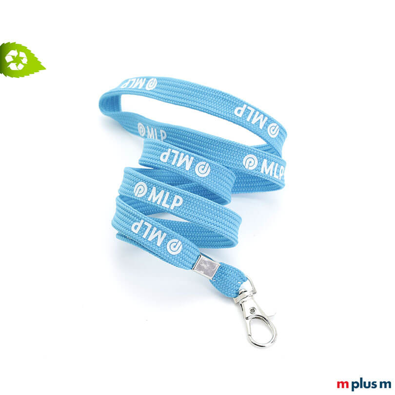 Günstiges Flexi Loop Schlauchband Lanyard in blauer Wunschfarbe mit Logo bedrucken