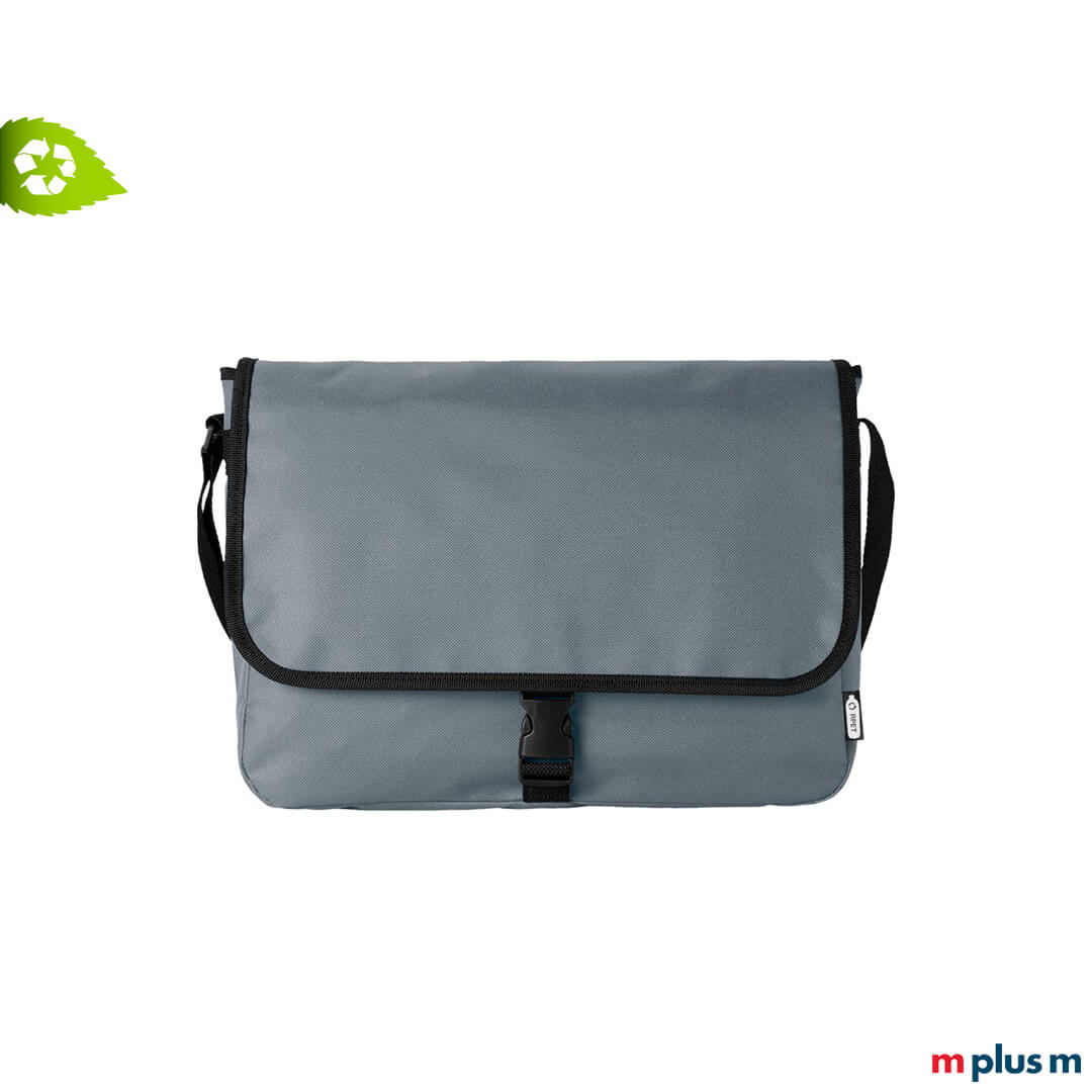 Graue Schultertasche aus recycling Plastik bedrucken