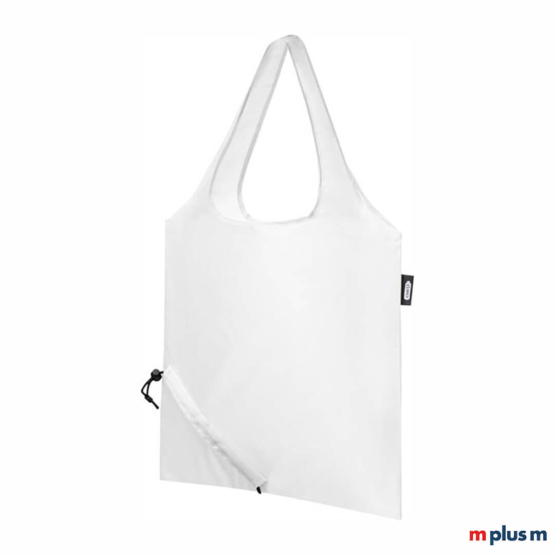 Weiße faltbare rPET Tragetasche mit Logodruck