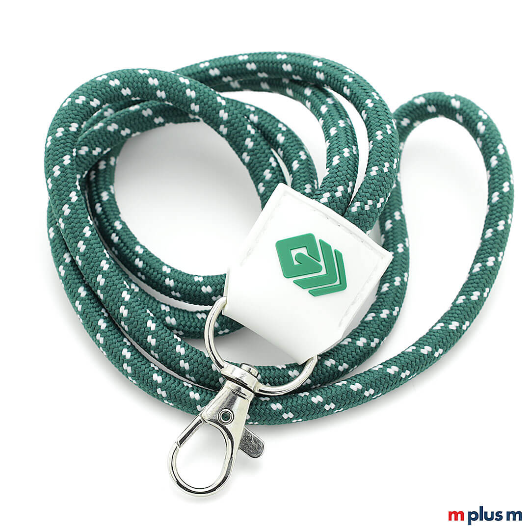 Zweifarbig grünes Kordellanyard Nautic Rubber mit Logo