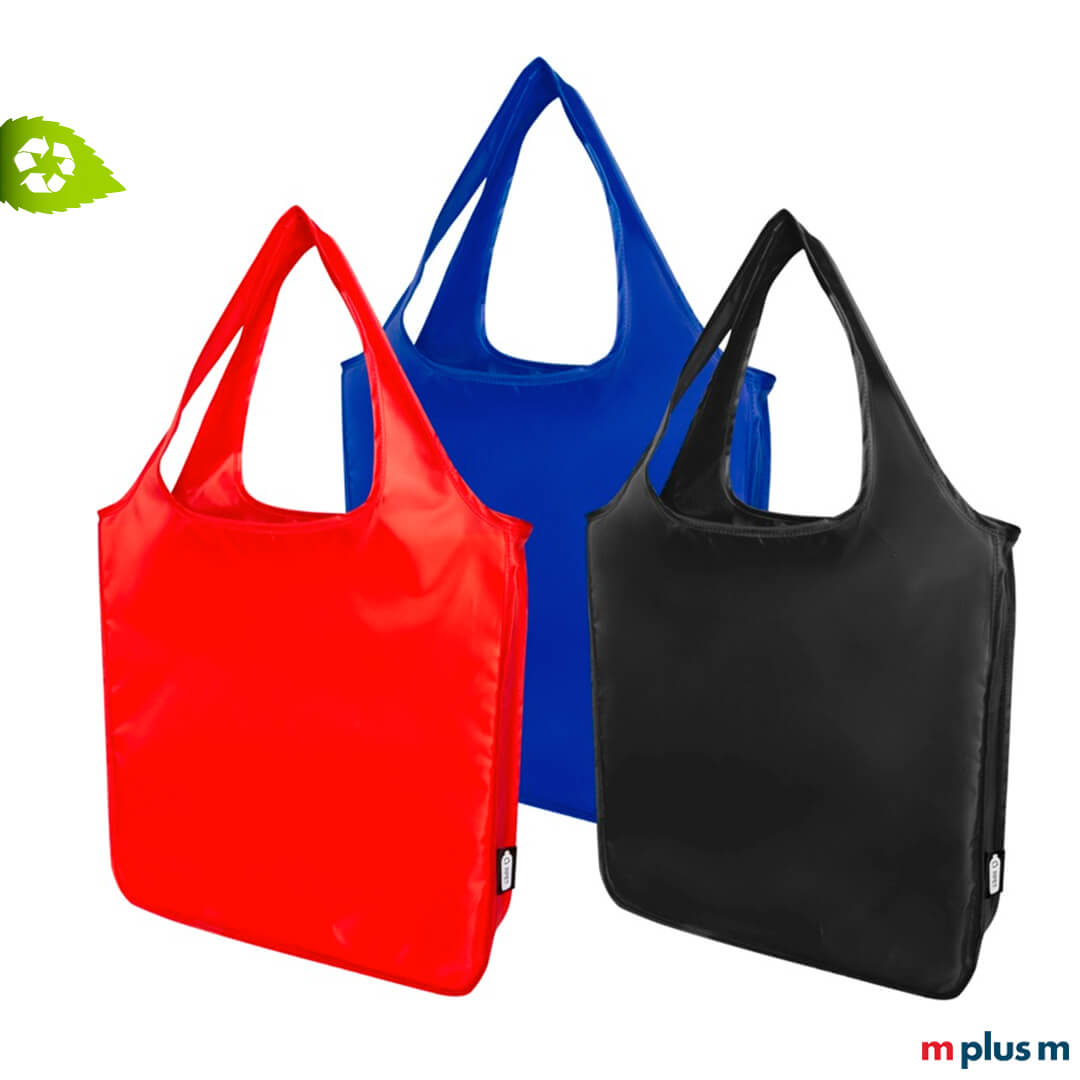 Individuell bedruckte Tragetasche aus recyceltem Material als Werbemittel