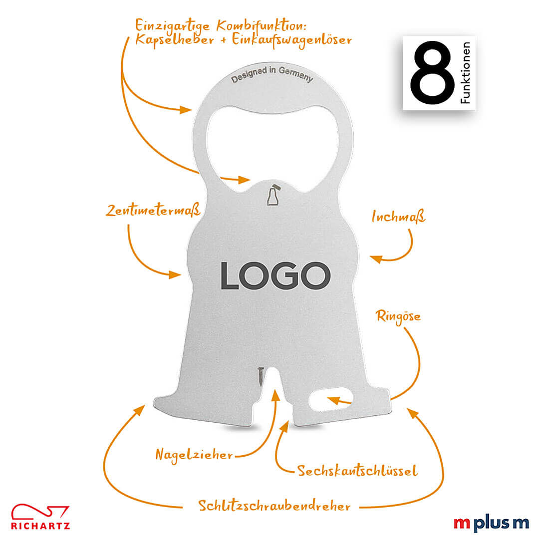 8 Funktionen und trotzdem superflach: Der Einkaufswagenlöser karl als praktisches Giveaway