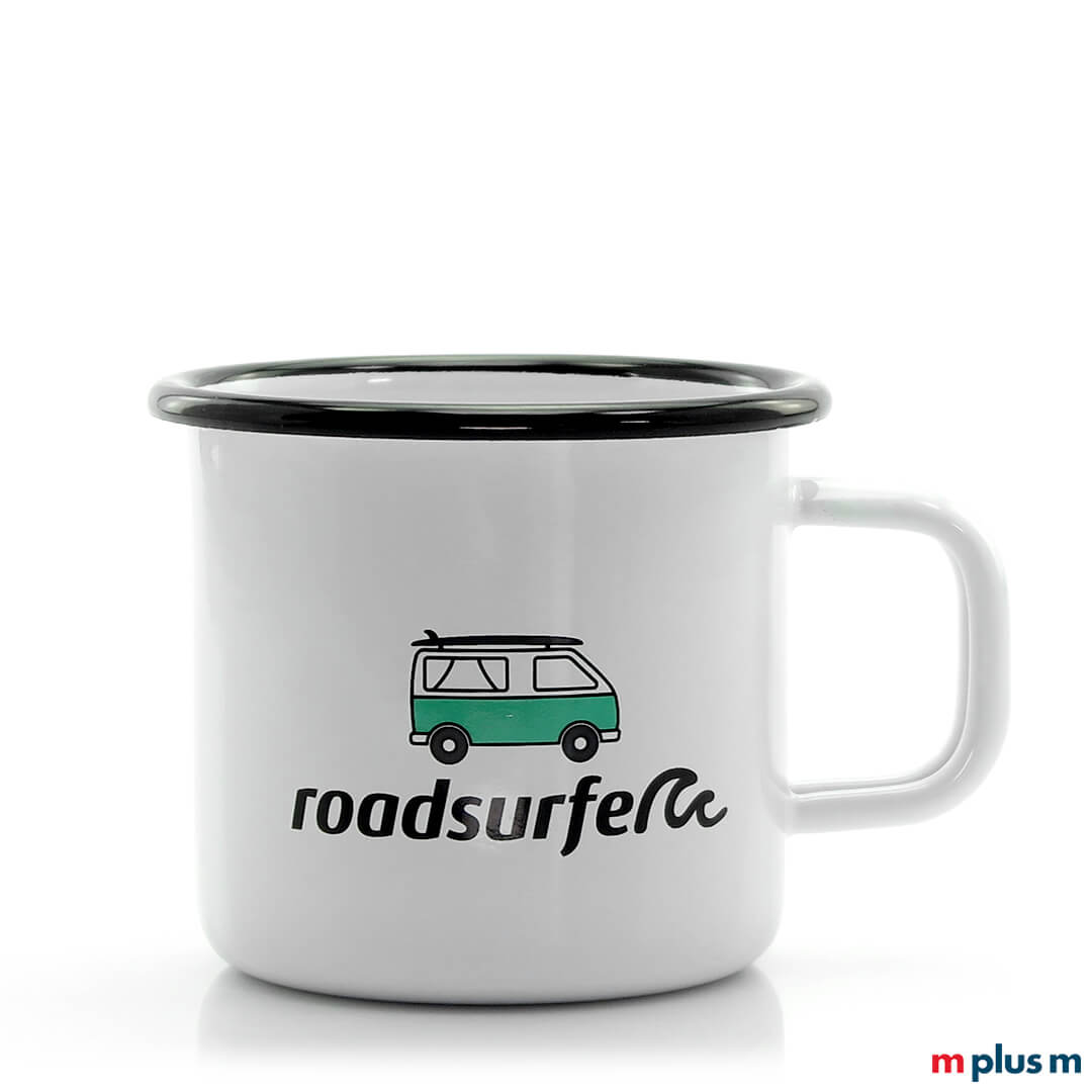 'Pax' Weiße Emaille Tasse