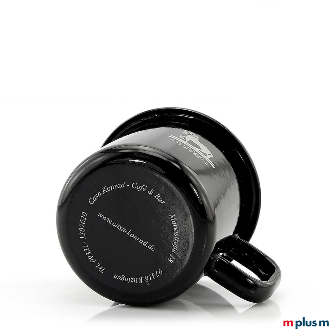 Bodendruck auf schwarzer Emaille Tasse Mars